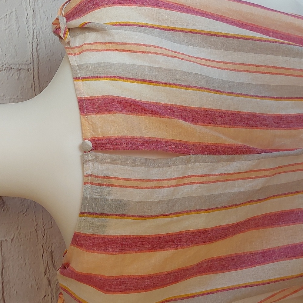 Linen Dock Stripe V Neck Top Pink Orange Lane Bryant Blouse NWT 22 24 3X - Picture 5 of 7